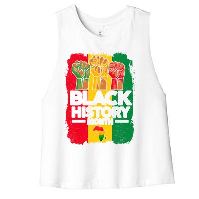 Fist Freedom African Melanin Black History Month Juneteenth Meaningful Gift Women's Racerback Cropped Tank