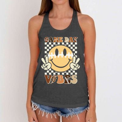 Funny Face American Football Game Day Vibes Sport Women's Knotted Racerback Tank