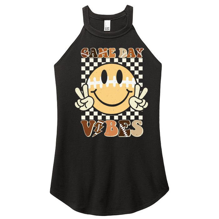 Funny Face American Football Game Day Vibes Sport Women's Perfect Tri Rocker Tank