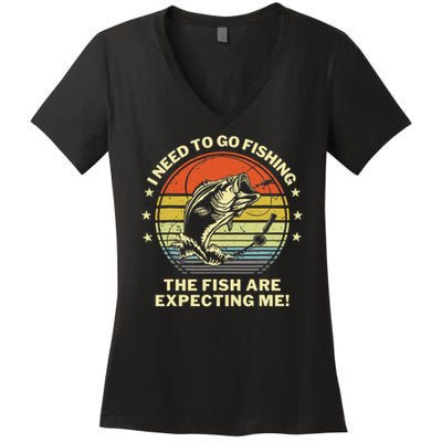 Fishing- Funny Angler Fisherman Humor Funny Dad Joke Women's V-Neck T-Shirt