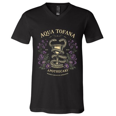 Funny Feminist Aqua Tofana Apothecary V-Neck T-Shirt