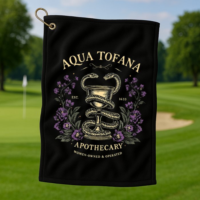 Funny Feminist Aqua Tofana Apothecary Golf Towel