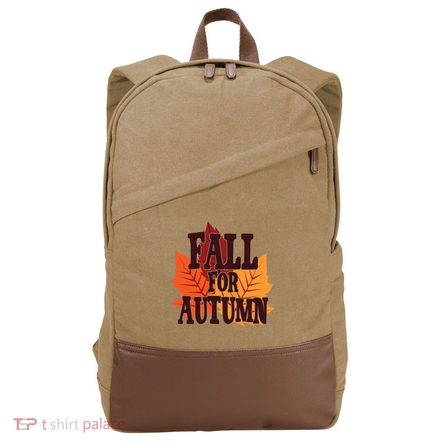 Fall For Autumn Nature Leaves Cotton Canvas Backpack