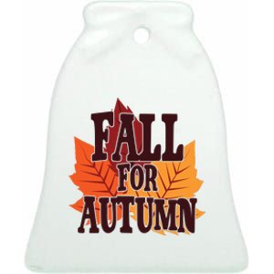 Fall For Autumn Nature Leaves Ceramic Bell Ornament