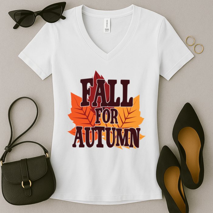 Fall For Autumn Nature Leaves Women's V-Neck T-Shirt