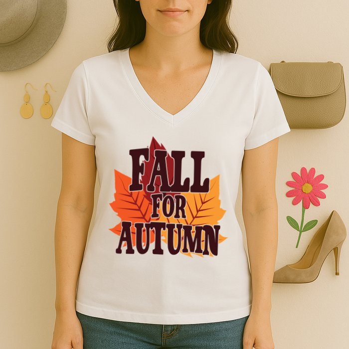 Fall For Autumn Nature Leaves Women's V-Neck T-Shirt