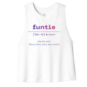 Funtie Fun Auntie Cool Aunt Funny Gift Best Auntie Funny Gift Women's Racerback Cropped Tank