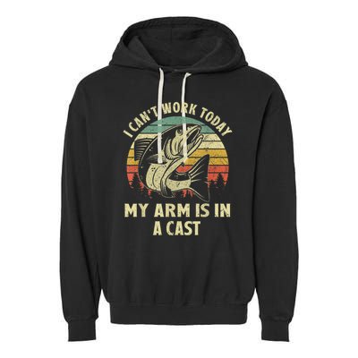 Fishin Fisherman Arm Cast Fish Hunting Garment-Dyed Fleece Hoodie