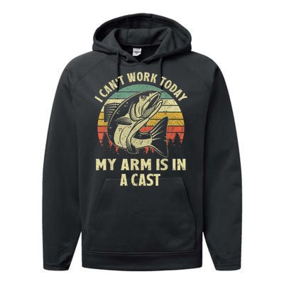 Fishin Fisherman Arm Cast Fish Hunting Performance Fleece Hoodie