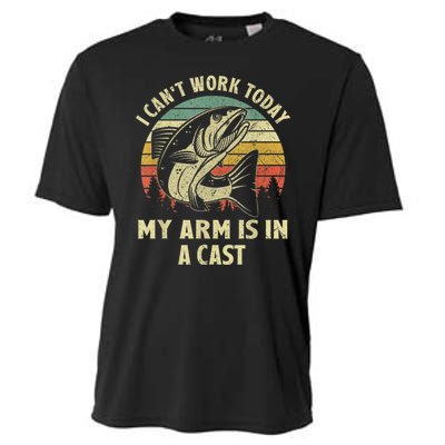 Fishin Fisherman Arm Cast Fish Hunting Cooling Performance Crew T-Shirt