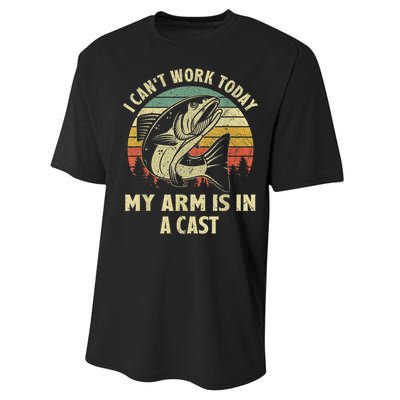 Fishin Fisherman Arm Cast Fish Hunting Performance Sprint T-Shirt