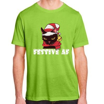 Funny Festive Af Christmas Cat Feline Meowy Ugly Xmas Humor Gift Adult ChromaSoft Performance T-Shirt