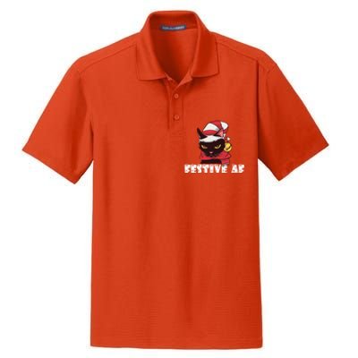 Funny Festive Af Christmas Cat Feline Meowy Ugly Xmas Humor Gift Dry Zone Grid Polo