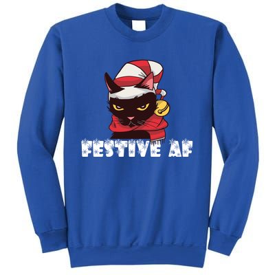 Funny Festive Af Christmas Cat Feline Meowy Ugly Xmas Humor Gift Sweatshirt