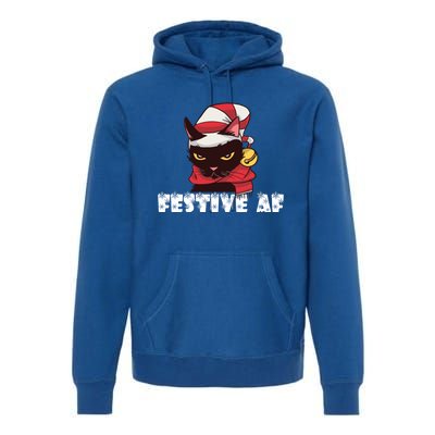 Funny Festive Af Christmas Cat Feline Meowy Ugly Xmas Humor Gift Premium Hoodie