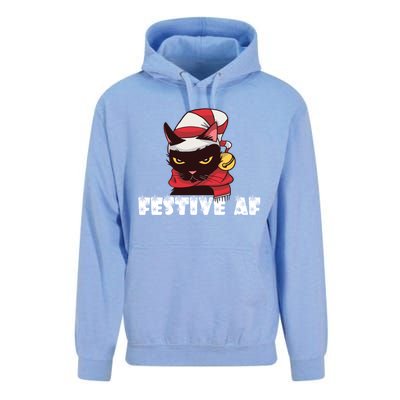 Funny Festive Af Christmas Cat Feline Meowy Ugly Xmas Humor Gift Unisex Surf Hoodie