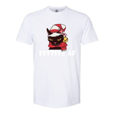 Funny Festive Af Christmas Cat Feline Meowy Ugly Xmas Humor Gift Softstyle® CVC T-Shirt