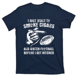 Funny Football And Cigars Bachelor Party Cigar Smoker Design T-Shirt