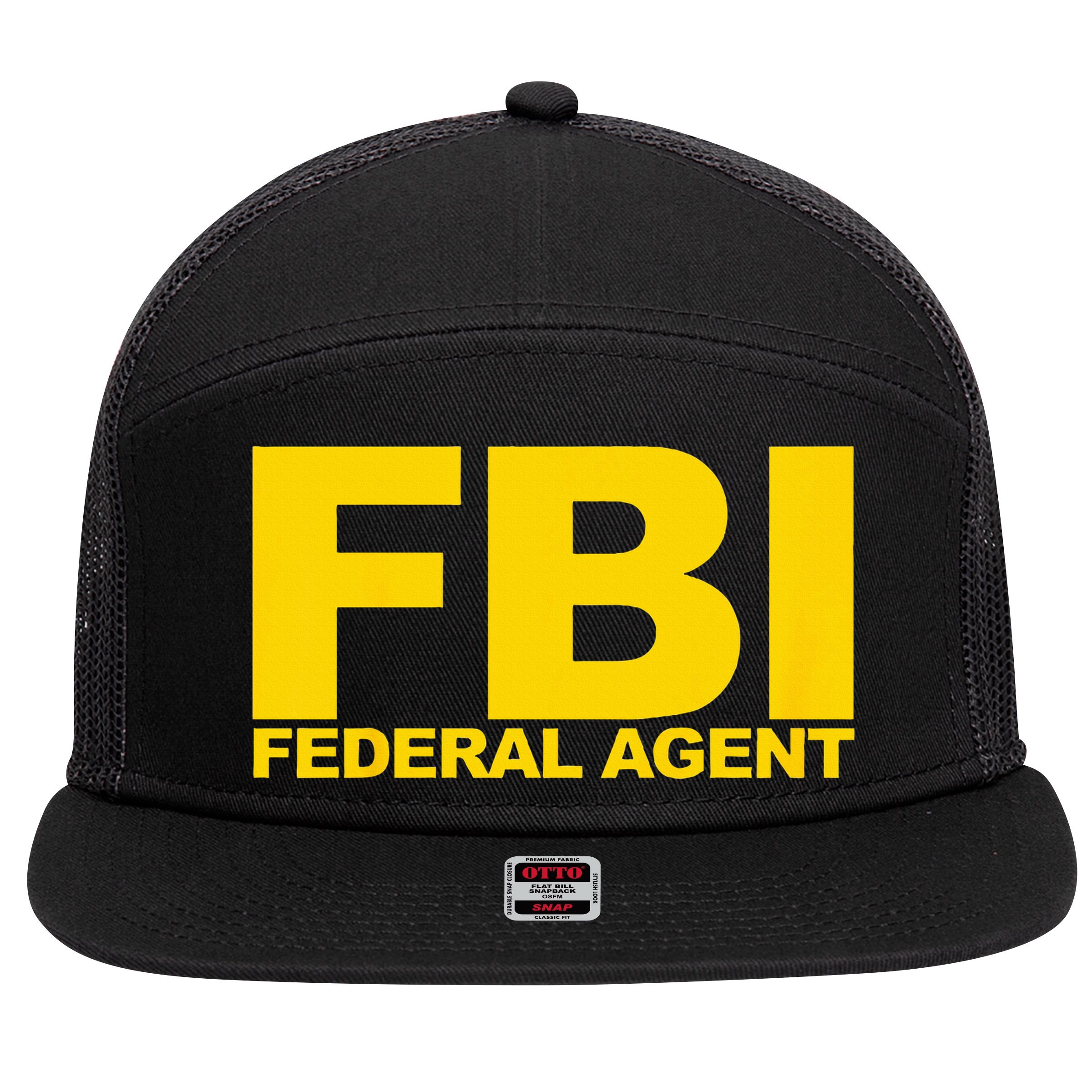 FBI Federal Agent 7 Panel Mesh Trucker Snapback Hat