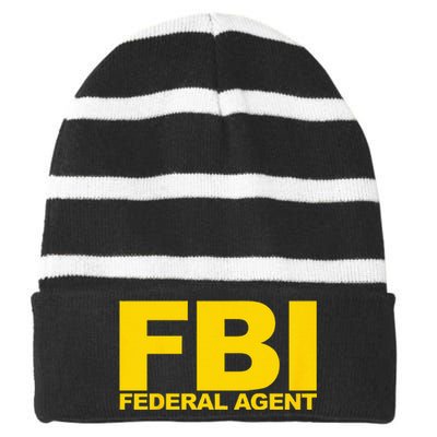 FBI Federal Agent Striped Beanie with Solid Band