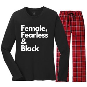 Female Fearless And Black Women's Long Sleeve Flannel Pajama Set 