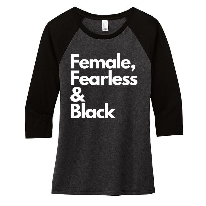 Female Fearless And Black Women's Tri-Blend 3/4-Sleeve Raglan Shirt