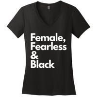 Female Fearless And Black Women's V-Neck T-Shirt