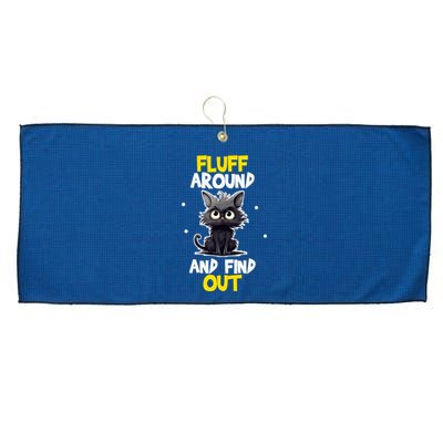 Funny Fluff Around And Find Out Cat Lovers Cute Sarcasm Large Microfiber Waffle Golf Towel