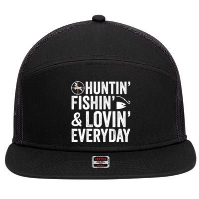 Funny Fishing And Hunting Gift 7 Panel Mesh Trucker Snapback Hat