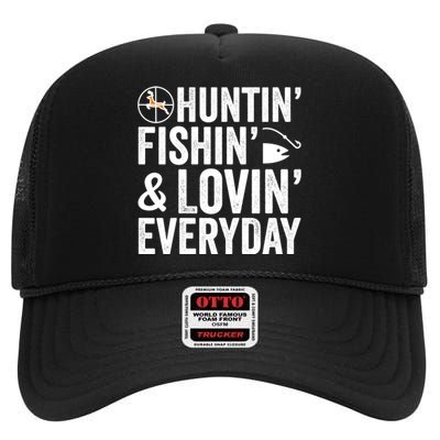 Funny Fishing And Hunting Gift High Crown Mesh Back Trucker Hat