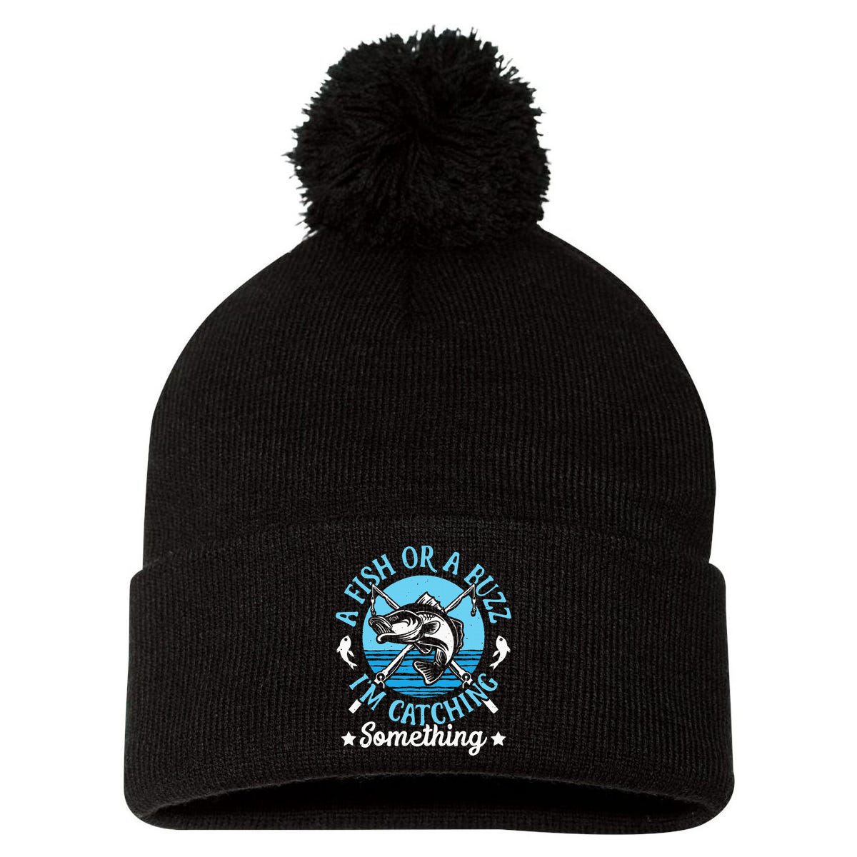 Funny Fishing A Fish Or A Buzz Pom Pom 12in Knit Beanie