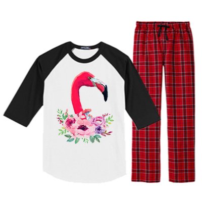 Flamingo Floral Art Raglan Sleeve Pajama Set