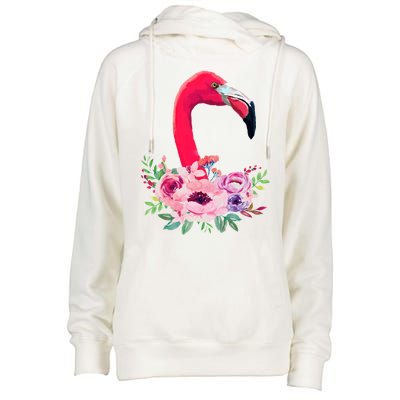 Flamingo Floral Art Womens Funnel Neck Pullover Hood