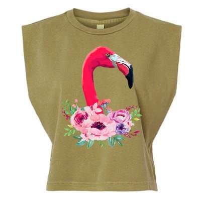 Flamingo Floral Art Garment-Dyed Women's Muscle Tee