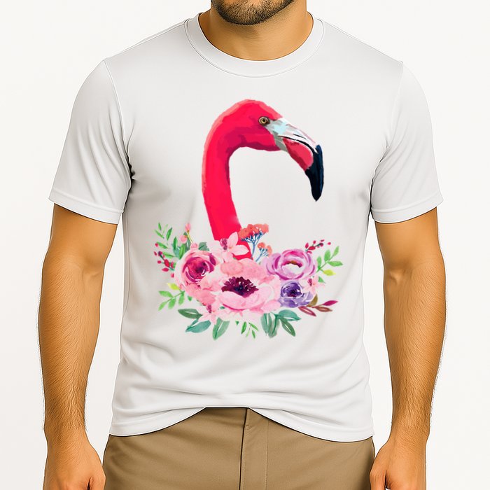 Flamingo Floral Art Cooling Performance Crew T-Shirt