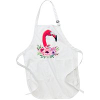 Flamingo Floral Art Full-Length Apron With Pockets