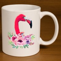 Flamingo Floral Art 11oz C Handle Ceramic Mug