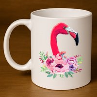 Flamingo Floral Art 11oz C Handle Ceramic Mug