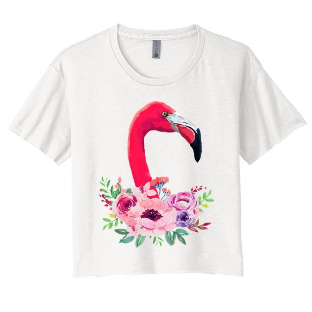 Flamingo Floral Art Crop Top