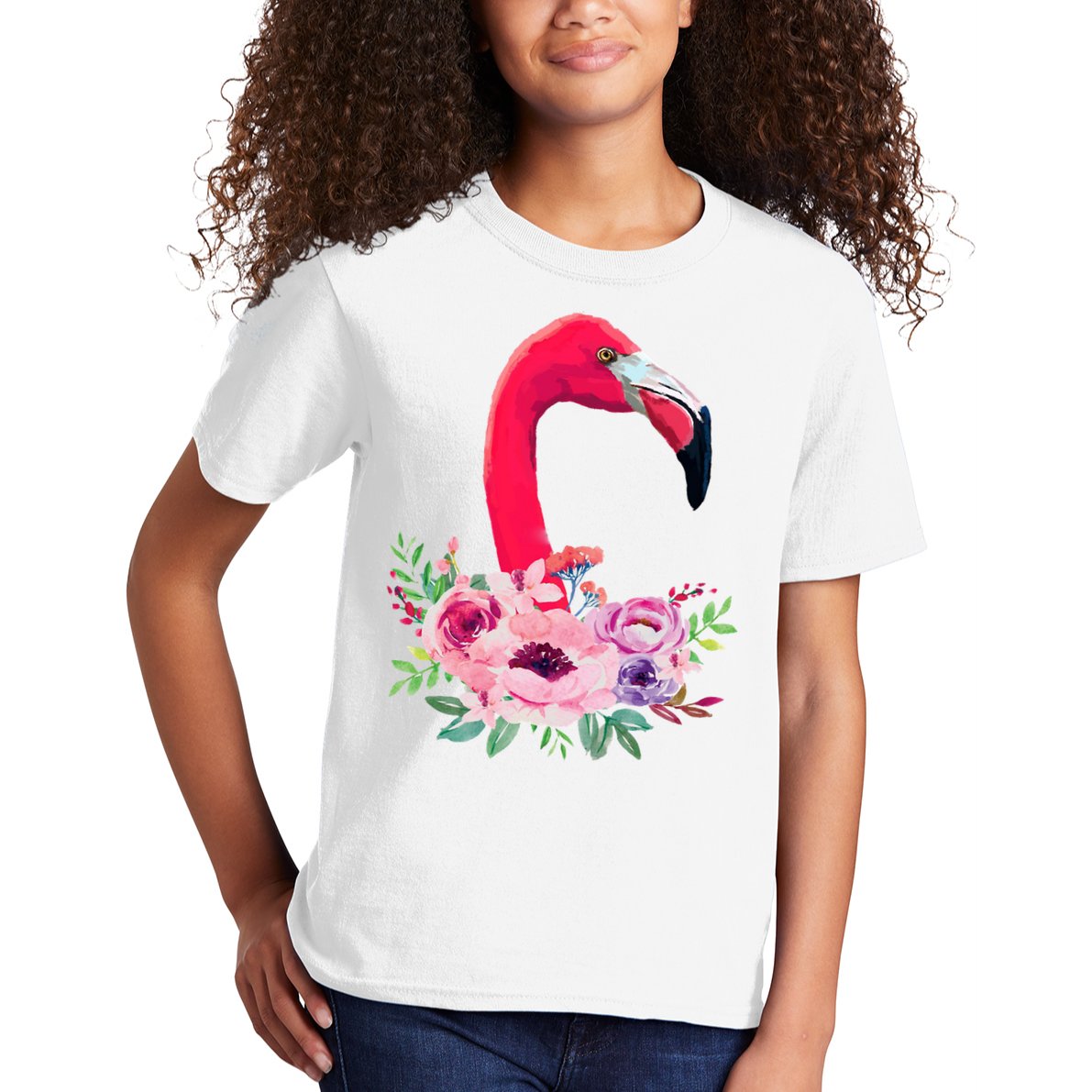 Flamingo Floral Art Kids T-Shirt