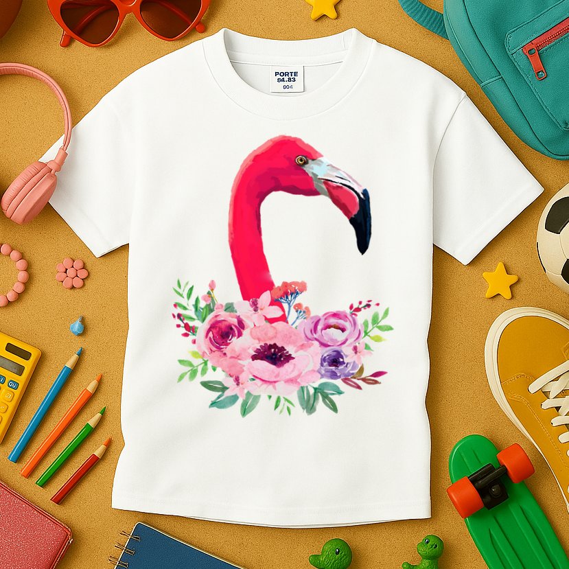 Flamingo Floral Art Kids T-Shirt