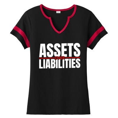 Funny For Accounting And Accountant Assets Over Liabilities Ladies Halftime Notch Neck Tee