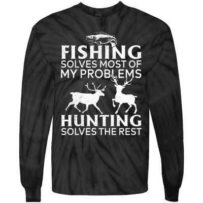 Funny Fishing And Hunting Gift Christmas Humor Hunter Cool Tie-Dye Long Sleeve Shirt