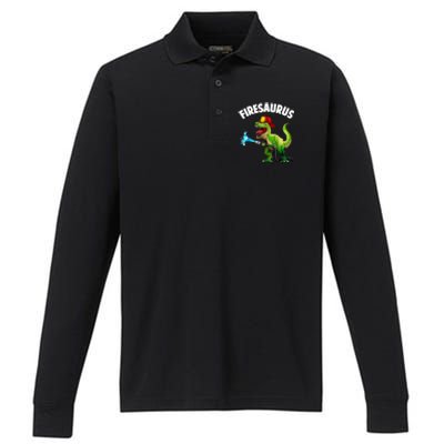 Future Firefighter Art For Fire Department Fireman Performance Long Sleeve Polo