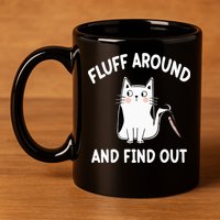 Funny Fluff Around And Find Out Sarcasm 11oz C Handle Ceramic Mug