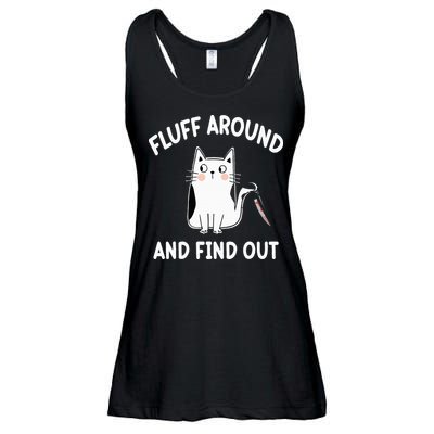 Funny Fluff Around And Find Out Sarcasm Ladies Essential Flowy Tank