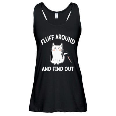 Funny Fluff Around And Find Out Sarcasm Ladies Essential Flowy Tank