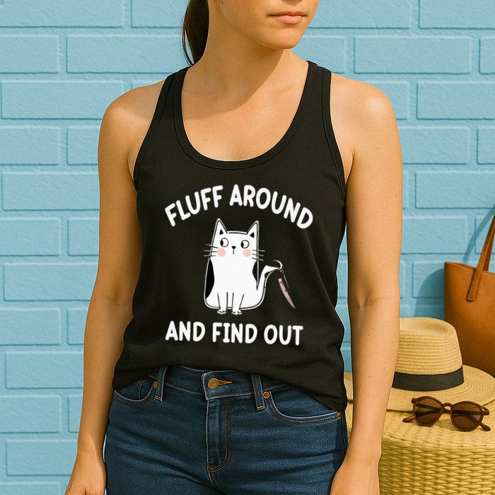 Funny Fluff Around And Find Out Sarcasm Womens Tank Top