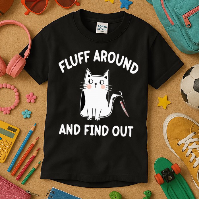 Funny Fluff Around And Find Out Sarcasm Kids T-Shirt