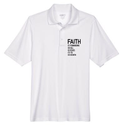 Faith Forwarding All Issues To Heaven Inspirational Sayings Men's Origin Performance Pique Polo